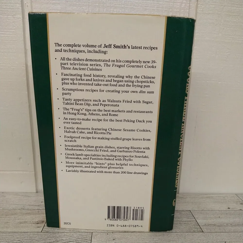 Frugal Gourmet Cooks 3 Ancient Cuisines - China Greece Rome Cookbook 1st Ed 1989